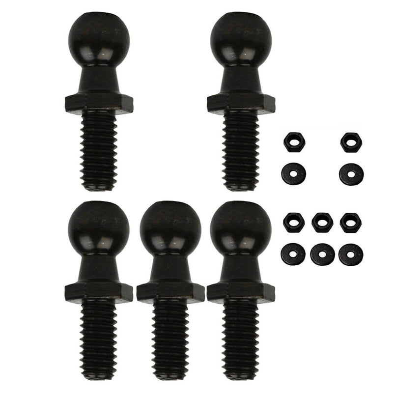Qty 5 10mm Ball Studs with Hardware M8 Pin Bolt End Fittings 5/16-18 Thread x 1/2" Long Shank for Gas Lift Support Strut Ended Bonnet Fittings (Black, M8 Screw 5pcs) Black