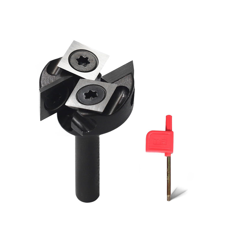 1/2'' Shank CNC Spoilboard Surfacing Router Bit with 1'' Cutting Dia, 2+2 Flutes Carbide Inserts Slab Flattening Bit Wood Planer Bit Planing Bit for Woodworking 1 Inches 1/2 Inches