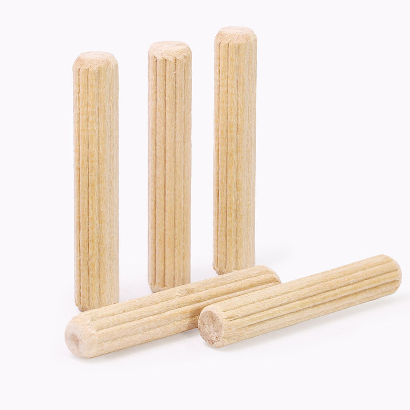 1/4" x 1-1/2" Wooden Dowel Pins, FoDau770 Fluted Wood Dowel Rods, Natural Beech Wood Dowel Pegs for Crafts, Woodworking, DIY Furniture - 200 Pieces 1/4" x 1-1/2"
