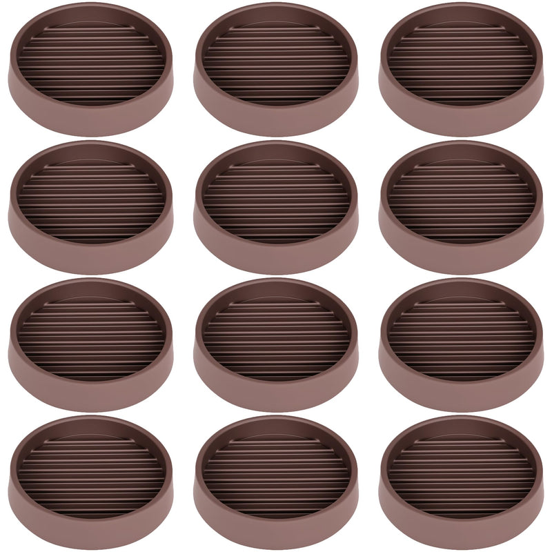 Non Slip Furniture Pads, 2.5” Round Rubber Caster Cups, 12 Pcs Furniture Coasters, Anti-Slip Gripper, Anti Slide Furnitures Feet Floor Protectors for Bed Couch Stoppers - Brown 2.5” 12pcs