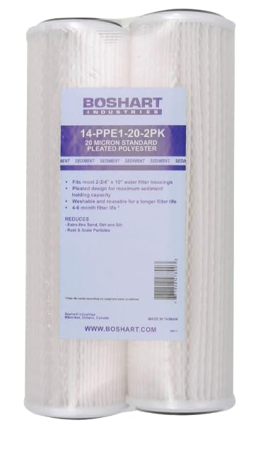 Pleated Polyester Water Filter 20 Micron (2 Pack) 14-PPE1-20-2PK