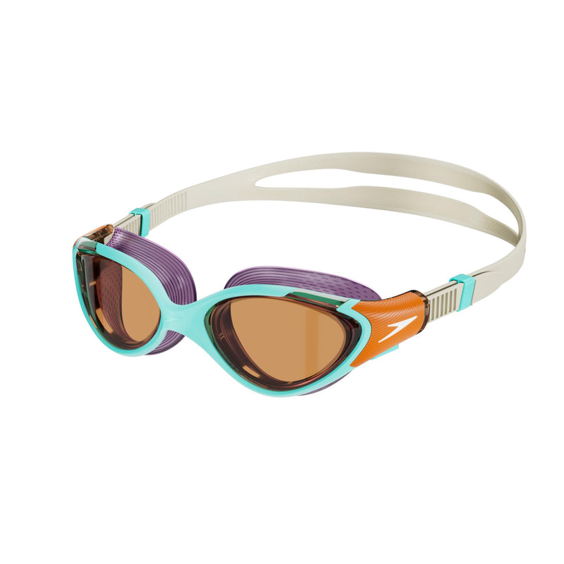 Speedo Women's Swim Goggle Biofuse 2.0 Marine Blue/Pumpkin Spice/Pale Tan One Size