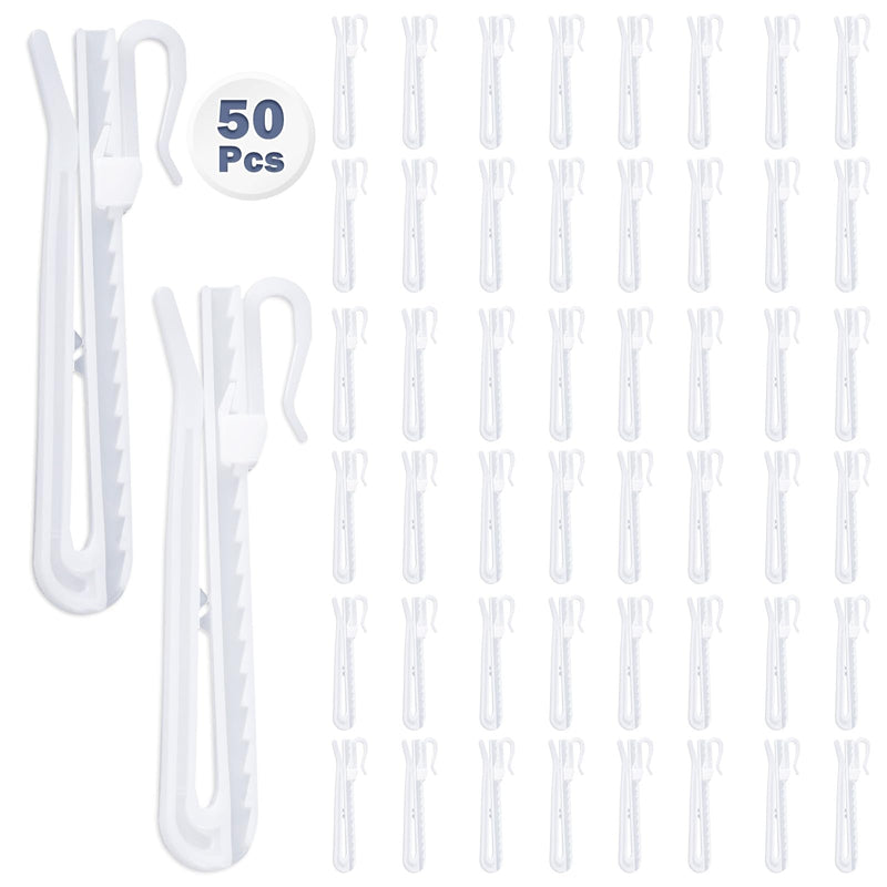 50 Pcs Plastic Curtain Hooks,Adjustable Pinch Pleat Hooks,Curtain Hooks for Drapes,Drapery Hooks for Pleated Drapes Curtain Pins for Window Curtain Shower Curtain Door Curtain （85mm/3.35 Inch） 50
