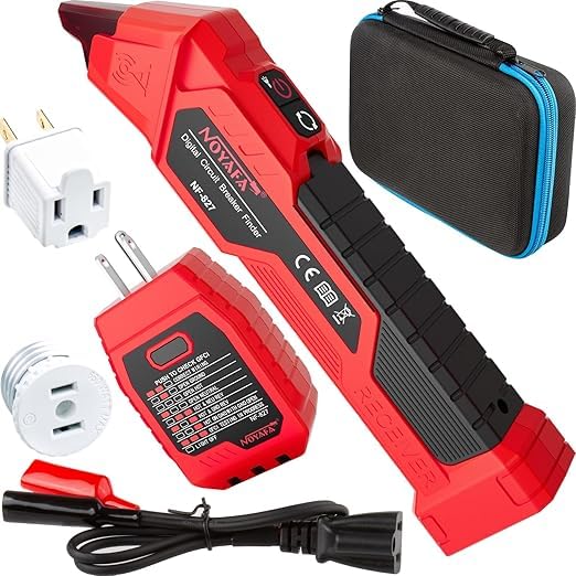 NOYAFA NF-827 Circuit Breaker Finder Tool with 3 Accessories &GFCI Outlet Tester, 90-120V AC Circuit Breaker Finder, Quickly Identify NCV Circuit Tester with Storage Case, Sensitivity Adjustment