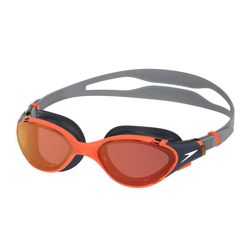 Speedo Unisex-Adult Swim Goggle Biofuse 2.0 Amber Wave/Steel/Crimson Mirrored One Size