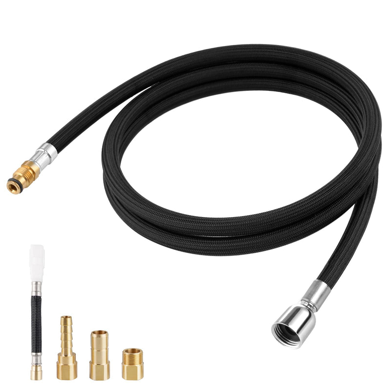 Hygie Rinse K-1219935-BC Hose Kit Compatible with Kohler Pull Down Kitchen Faucet, 68 Inches Bright Chrome Pull-Out Kitchen Faucet Hose Replacement Part of K-1304674-BC, with 4 Adapters facuet hose + adapter