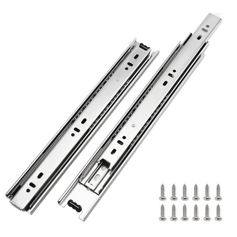 LONTAN 1 Pair Full Extension Ball Bearing Drawer Slides 12 14 16 18 20 22 24 Inch Heavy Duty Side Mount File Cabinet Rails Dresser Runner Kitchen Cabinet Drawer Glides 100 LB Capacity (12 inch,Silve) Silve-1 Pair 12 Inch