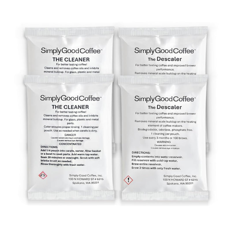 Simply Good Coffee Descaler and Cleaner. Coffee and Espresso Machine Descaling Cleaning Bundle. Phosphate-Free Stain Remover, Natural Coffee Maker Cleaning Product. 4 Packs 40 Fl Oz (Pack of 4)