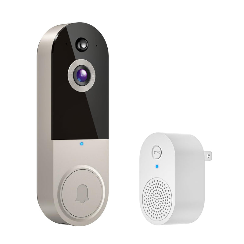 1080p Wireless Video Doorbell Camera with Chime, AI Human Detection, 2-Way Talk, Live View, Night Vision, Cloud Storage, 2.4G WiFi Only, Battery Powered, Indoor Outdoor Surveillance (Linen) Linen