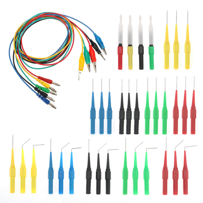 DIANN 39pcs Back Probe Test Kits 4mm Banana Plug to Alligator Clips Test Wires Wire Piercing Probes Automotive Test Leads Set for Vehicle Automotive Car Circuit Electrical Diagnostic Testing