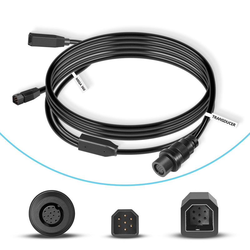 720107-1 9 M360 2DDI Y - MEGA 360 & 2D/MDI 7-pin Transducer Adapter Cable Y Cable Compatible with MEGA 360 and Helix 8/9/ 10/12/ 15 Fishfinder
