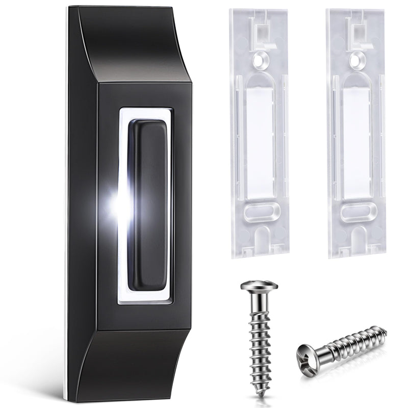 Enhon Solid Metal Doorbell Button, Sleek Metal LED Light Up Wall Mounted Door Bell Push Buttons for Home, Universal Garage Door Opener Switch