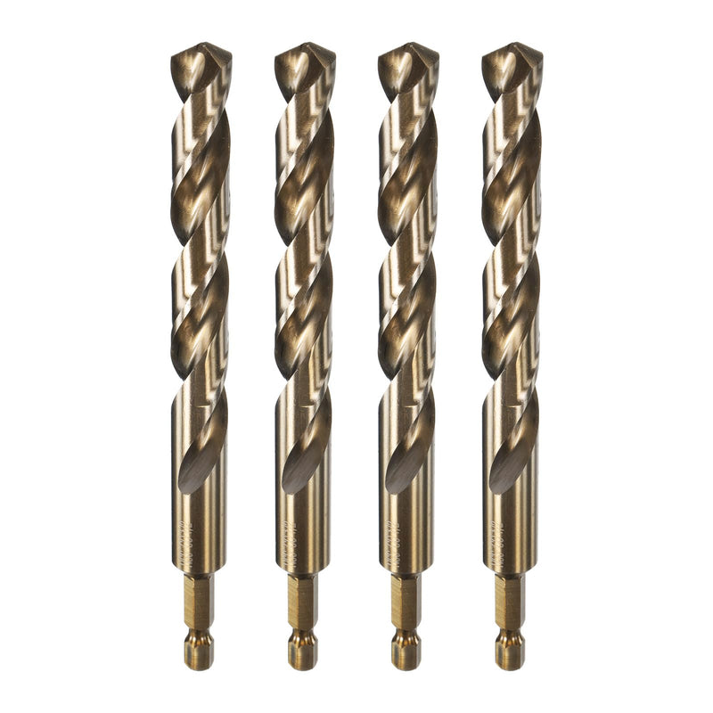 HARFINGTON 4pcs 1/4" Hex Shank Drill Bit 1/2" Gold Oxide M35 High Speed Steel Twist Drill Bit 135 Degree Split Point Tip Drilling Tool with Quick Change Hex Shank for Metal Wood Plastic 1/2 in 4