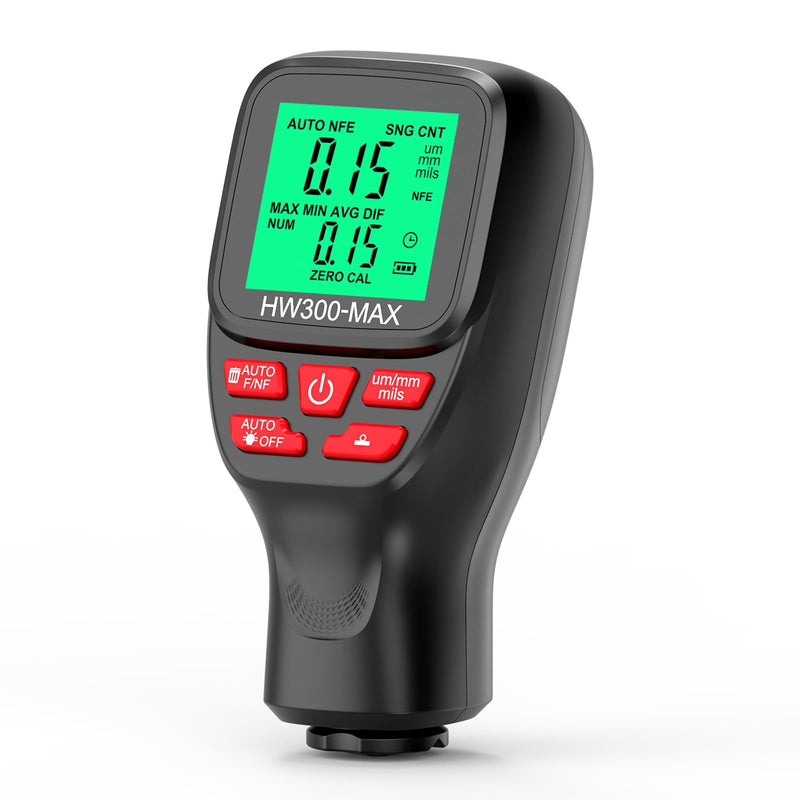 Thickness Industrial, 0-2000UM Paint Thickness, LCD Coating Thickness Meter, 3 Probe Modes, 3 Units Switching, for Steel, Metals, Plastic, Glass, PVC