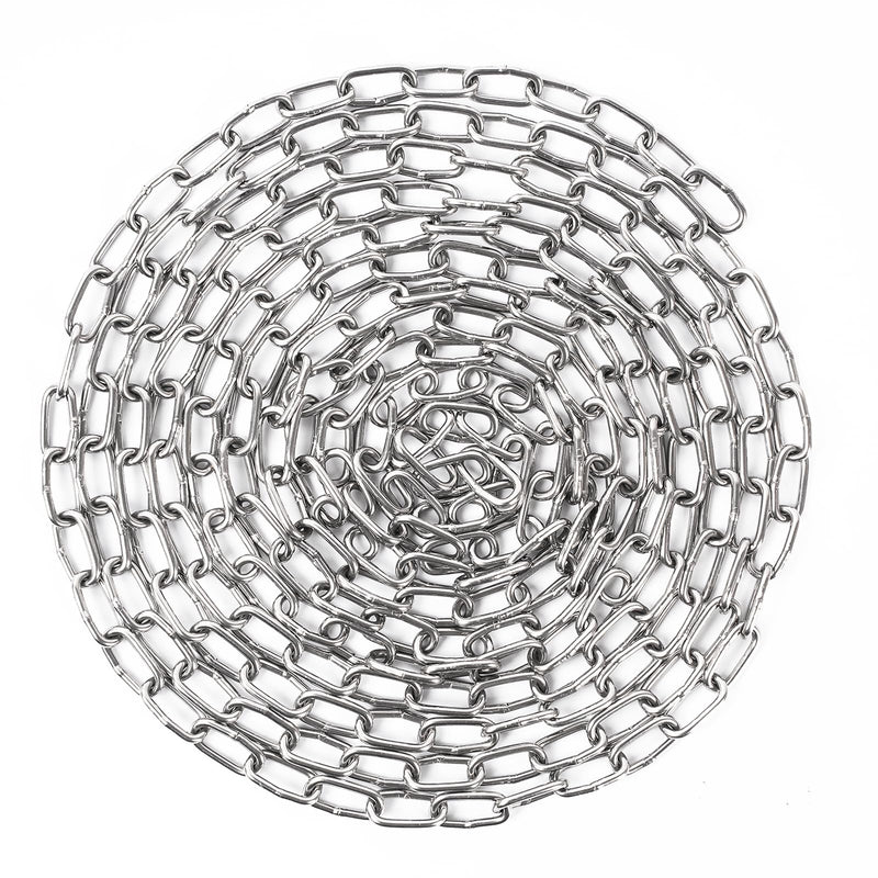 9.8 Feet SUS304 Stainless Steel Chain, Hanging Chain Link Light Duty Chain, Heavy Duty Hanging Chain for Home Outdoor Camping, Thickness 0.08 inches