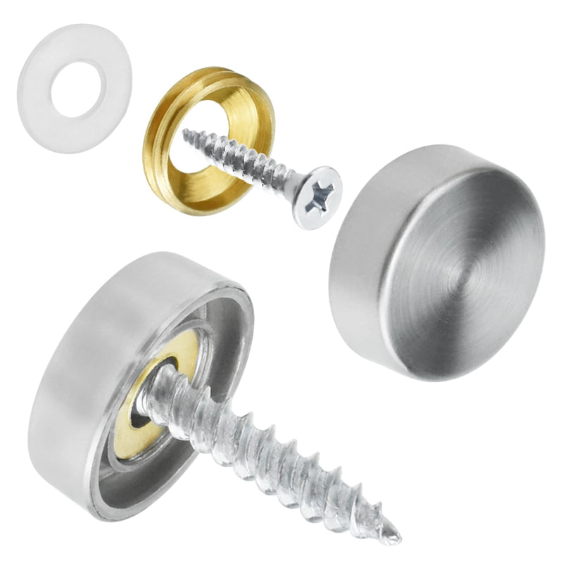 24 Pcs Stainless Steel Screw Cover Cap, 0.63"/16mm Diameter Mirror Screw Cap, Decorative Screws Cover Fasteners for Furniture, Mirrors, Signage, and Advertising Hardware