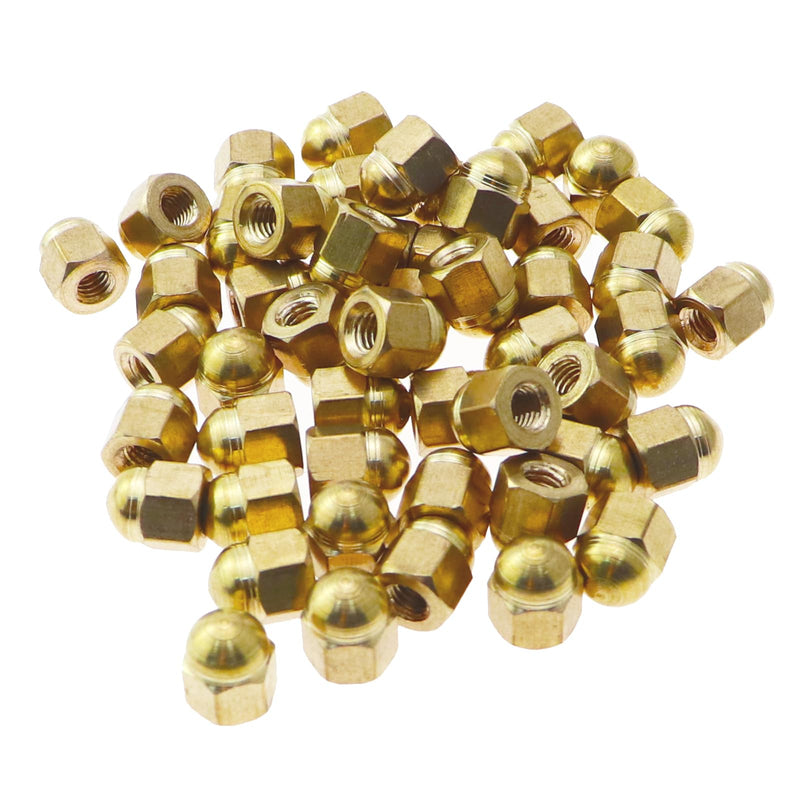 50PCS M4 Hexagon Cap Nuts Round Cap Nut Decorative Nut Brass One Piece Cover for Machinery Plumbing Electrical Furniture