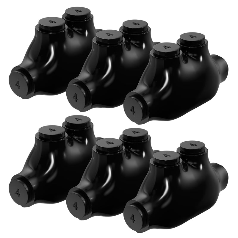 6 Pack Insulated Inline Splice Connector 4-14 AWG Aluminum to Copper Wire Connectors 5/32" Slotted Allen Hex Black Electrical Cable Connectors