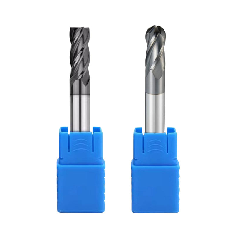 2PCS HRC45 Carbide Square and Ball Nose End Mill Bits Set, Tungsten Steel End Mills Bits Cutter, Carbide End Mills for Alloy Steels/Hardened Steels 4 Flutes (2pcs 1/2" Square and Ball nose End mill) 2pcs 1/2" Square and Ball nose End mill
