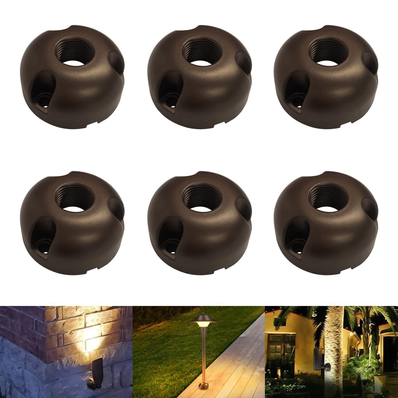 Low Voltage Landscape Lighting Mounting Bracker for Wall and Tree | 1/2" NPT Thread, Outdoor Landscape Lighting Surface Mount Plate Bracket Base, Die-Cast Aluminum, Bronze, Pack of 6