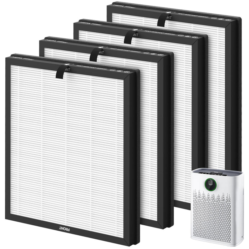 4 Pack HAP603 Replacement Filter Compatible with ECOSELF HAP603 / HAP603WF Air Purifier, 3-in-1 H13 True HEPA Filter with Activated Carbon, # RFHAP603, White White-4 Pack