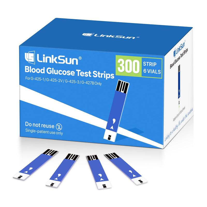 Diabetic Blood Test Strips*300, Used for G-425-1,G-425-2V, G-425-3, G-427B Blood Glucose Monitor Only, 0.7μl Blood Sample, Accurate Measurement, Results in 5 Seconds, 6 Bottles of 50 Pieces Each