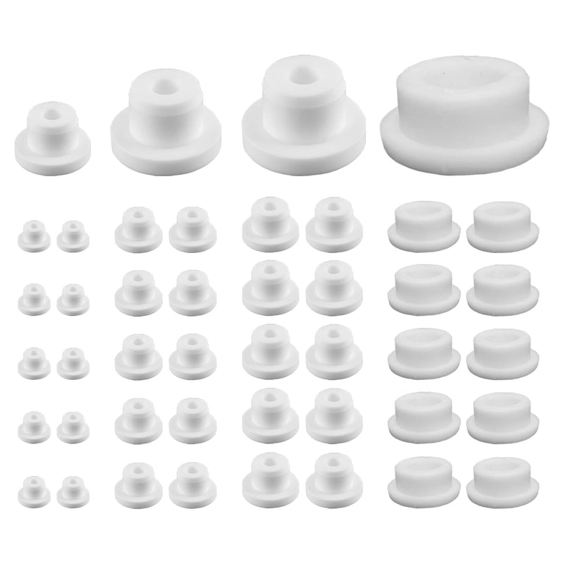40 PCS Bathtub Jet Covers Silicone Hole Plug White Tube Plugs Waterproof 4 Sizes Bathtub Plug Fit for 12mm 14mm 16mm 22-23mm Bathtub Hole