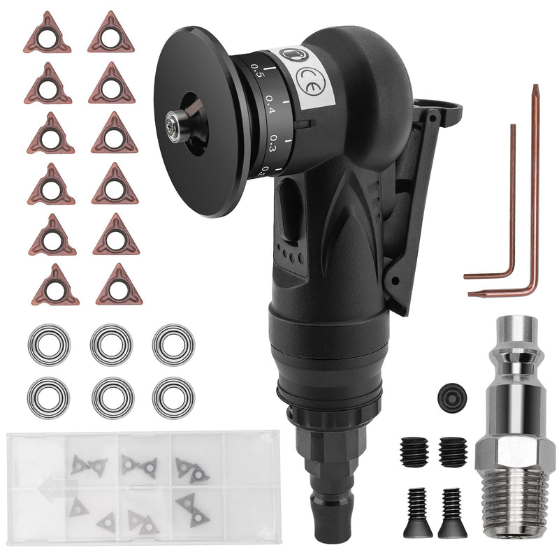Mini Pneumatic Chamfering Tool Handheld,45°Arc Corner(C&R Angle Blades) | 1/4 Inch Air Inlet Tile Chamfering Machine Trimming Air Tool Kit for Metal Wood Beveling Deburring