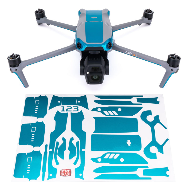 WRAPGRADE Skin Sticker for DJI Air 3S Accent Color Sticker (Caribbean Blue) Caribbean Blue