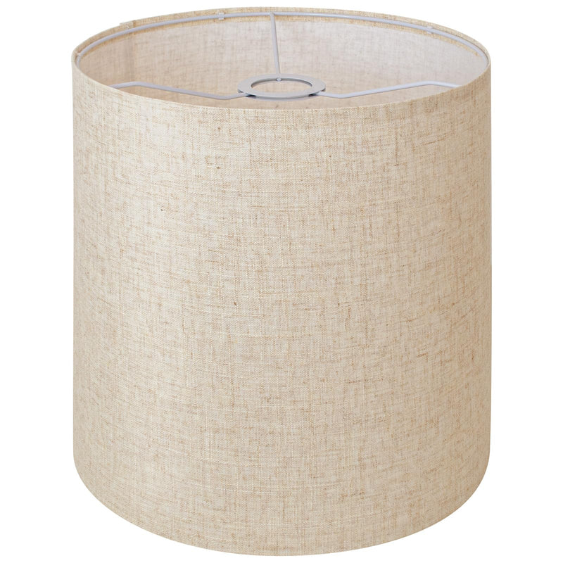 Beige Linen Tall Drum Lampshade, 11" Top x 11" Bottom x 12" High Lamp Shade, Lamp Shade Replacement for Table and Floor Lamps, Pendant Light，Handcrafted Lampshade，Easy Assembly