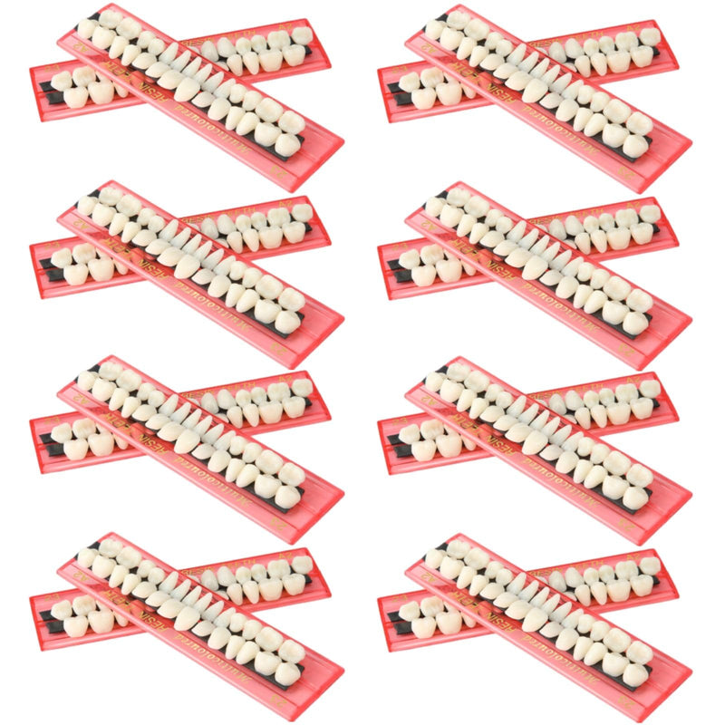 Nuanchu 560 Pcs False Teeth Acrylic Resin Denture Replacement Fake Teeth 20 Sets Denture Tooth Kit Upper Lower Dental Materials 23 A2 for Halloween DIY Dental Education Teeth Teaching Model