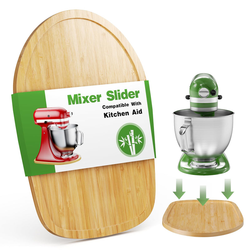 Food-Grade Bamboo Mixer Slider for KitchenAid 4.5-5 Qt Tilt Head Stand Mixer, Appliance Sliding Mat for Kitchenaid Artisan, Kitchen Countertop Storage Accessories Mixer Moving Tray Attachments for 4.5-5 Qt Tilt Head Mixer