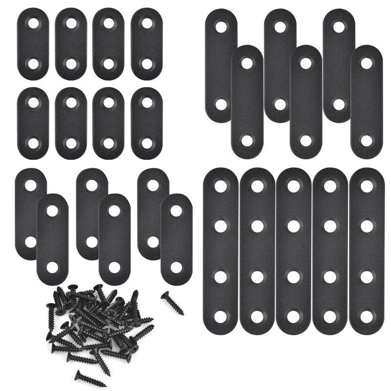 Mending Plates for Wood - 28 Set Metal Flat Plate Straight Bracket for Board, Bed Frame, Furniture & Shelves,Wood Connector Brackets,Stainless Steel (4 Size-28 Set) 4 Size-28 Set