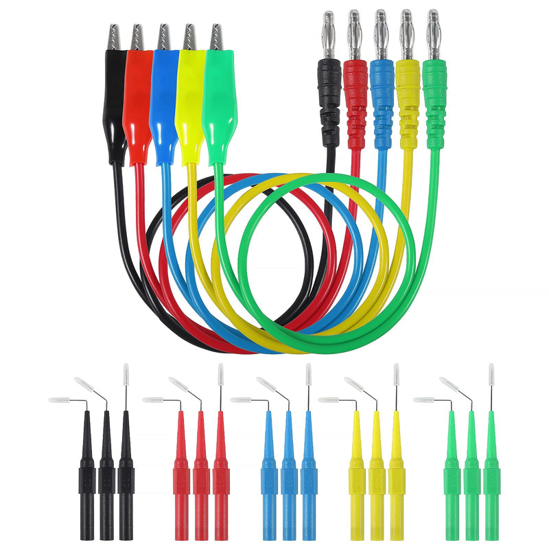 20pcs Test Lead Kit Alligator Clip to 4mm Banana Plug Test Probe Back Probes Kit Test Pins for Automotive Repair Inspection Tools Set Test Probes Leads