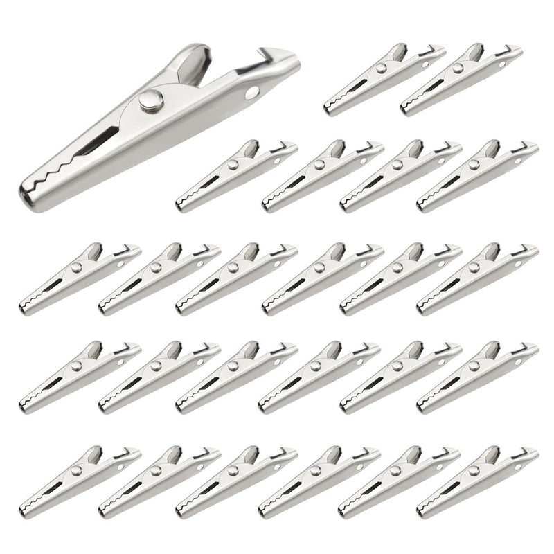 25 Pcs Nickel Plated Alligator Clips Metal Alligator Clip Crocodile Electrical Clamps Silver Nickel Plated Test Wire Spring Clamp Silver Tone Alligator Clips for Laboratory Electric Testing Work