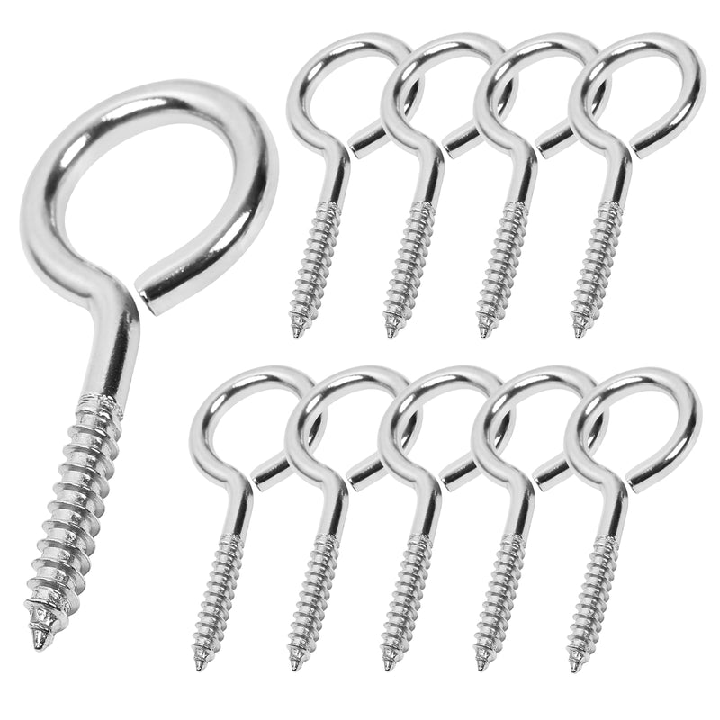 10PCS 2 inches Screw Eyes M3 304 Stainless Steel Eye Screws, Heavy Duty Screw, Eye Hooks Screw Eye Bolts Eye Hooks Screw, Indoor & Outdoor Uses (10, M3-2inch) 10