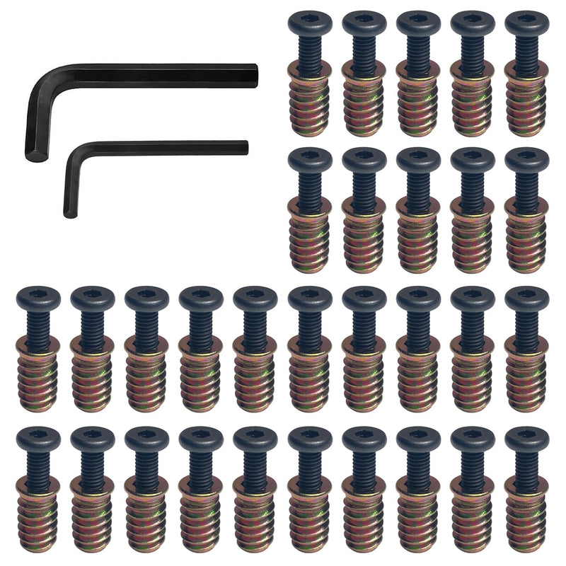 30 Sets 1/4-20 x 15mm Threaded Wood Inserts, Special Thread Inserts with Hex Nuts Fasteners for Furniture, Wooden Products, and Wood Models (M6 x 15mm) M6 x 15mm