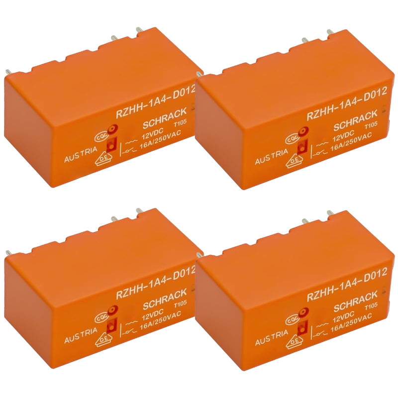 4Pcs RZHH-1A4-D012 12VDC 16A 250VAC 6-Pins Power PCB Relay - High Precision Electromagnetic Relay