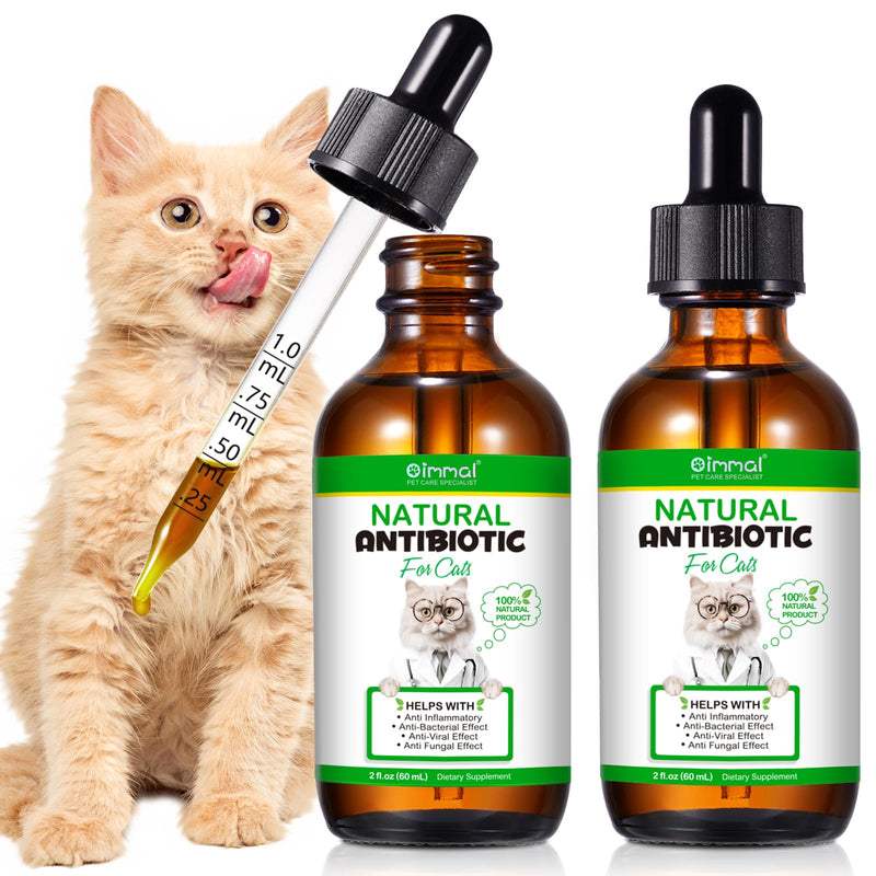Cat Antibiotics for Infection, Natural Antibiotics for Cats, Cat Multivitamins, Cat Antibiotic Supports Immune and Cat Allergy Itch Relief, Pet Antibiotics Supplements, Chicken Flavor, 4 Fl Oz/2 Pack - PawsPlanet Australia