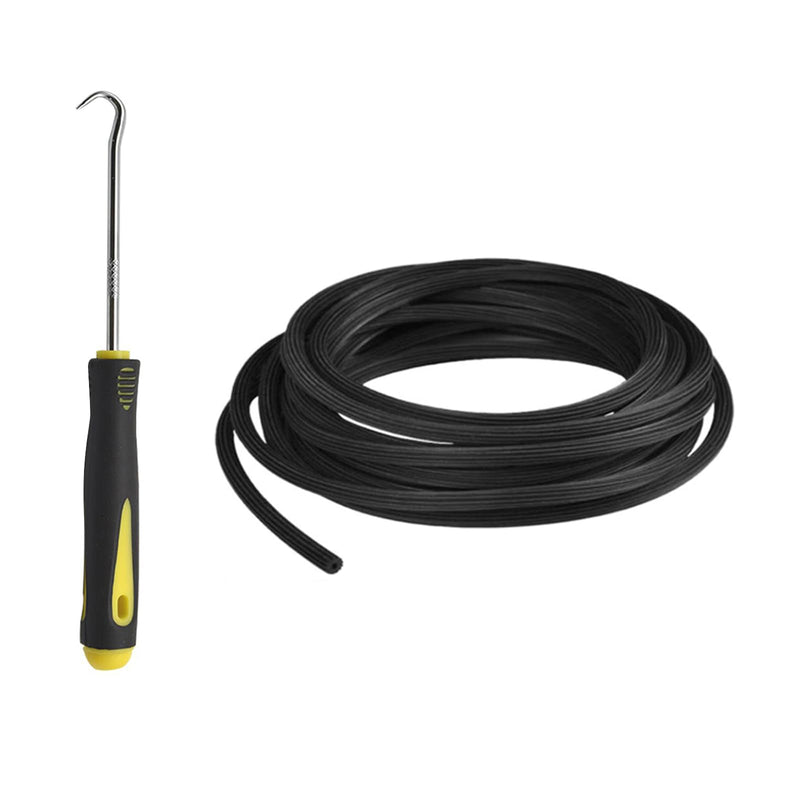 BAYTORY Window Screen Spline, 0.16" x 100' Replacement Round Black Window Screen Retainer Spline and Spline Removal Hook, Window Screen Repair for Installing Door Mesh Screens (0.16 in x 100 ft) 0.16 in x 100 ft