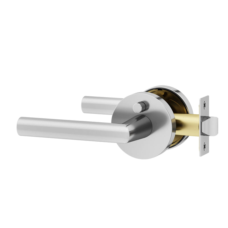Okun Stark 1-Pack Chrome Privacy Door Levers – Push Button Lock, Reversible, Sleek Concealed-Mount Design for Bedroom & Bathroom 1 Pack