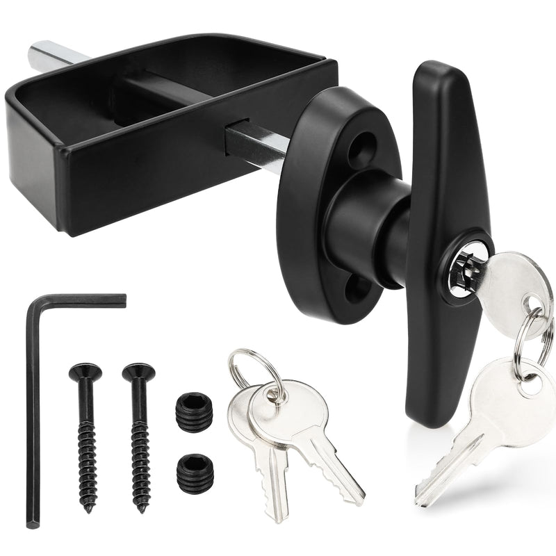 Shed Door Lock Latch, 5-1/2 Inch Stem Shed Door T Handle Lock with 4 Keys Hardware Set for Storage Barn Camper RV Garage, Fits on 4-1/2" Max Thickness