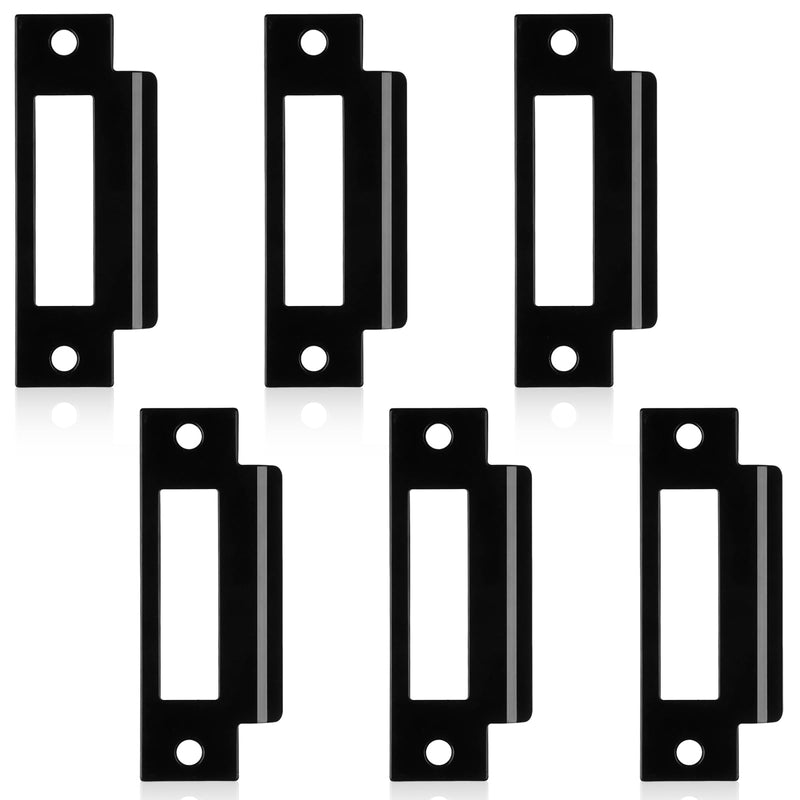 6Pcs 4-7/8" Universal Door Strike Plate Replacement Stainless Steel Plated Lock Strike Plate T Strike Deadbolt Strike Plate Door Backplate Iron Matte Black Finish for Use(Large Hole)