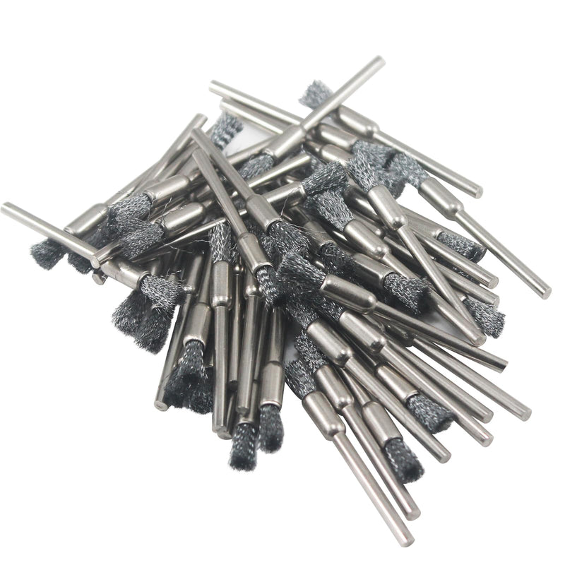 50 Pcs Pen Shape Wire Brush Set 1/8'' Shank Stainless Steel Wire Brushes End Brush for Rotary Tools 50Pc Pen Shape Brush