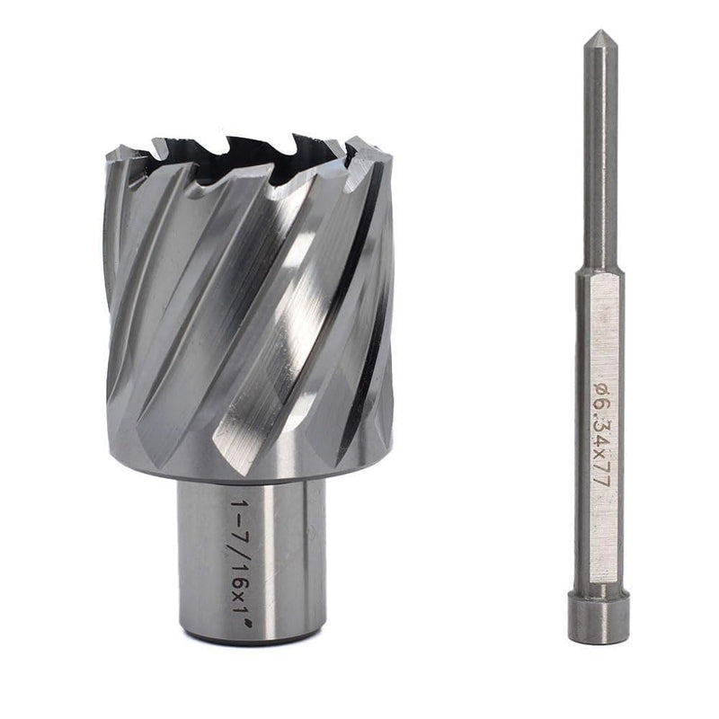 OSCARBIDE 1-7/16"x1 HSS Annular Cutter 3/4" Weldon Shank Mag Bit | 2 Flat Shank | 1-7/16"Cutting Diameter | 1"Cutting Depth | Burr-Free Holes | Rapid Chip Removal | Precision Ground Edges