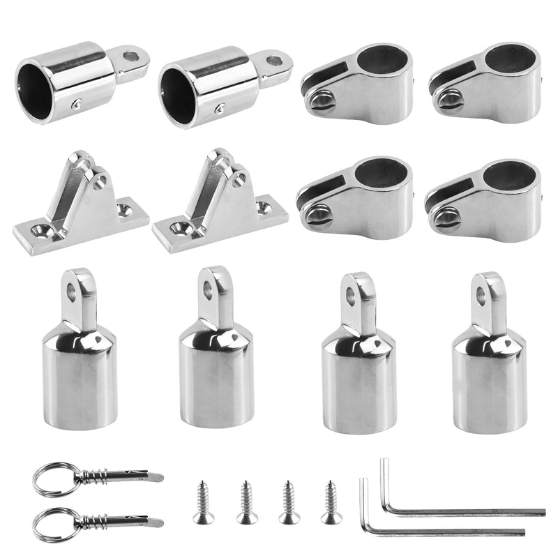 Bimini Top Hardware, 316 Stainless Steel Boat Fittings, Fits 7/8" & 1" OD Tubing, Heavy Duty Canopy Parts, 12 Pieces 1 Inch