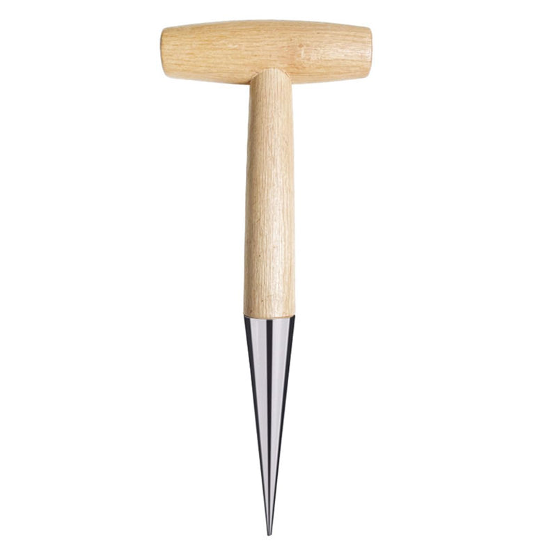 Hand Dibber, Stainless Steel Sow Dibbler with Wood Handle, Garden Hole Punch Dibbler Tool for Planting Seeds & Bulbs, Hand Held Bulb Planter for Planting Flowers Tulips, Daffodils, Dahlias Log