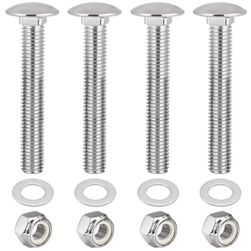 5/16-18 x 2-1/2" Trailer Hasp Bolt Kit for Trailer Latch Trailer Door Latch Trailer Cam Action Hasp 304 Stainless Steel Carriage Bolts Kit with Lock Nuts and Flat Washers - 4 Sets 5/16-18 x 2-1/2"