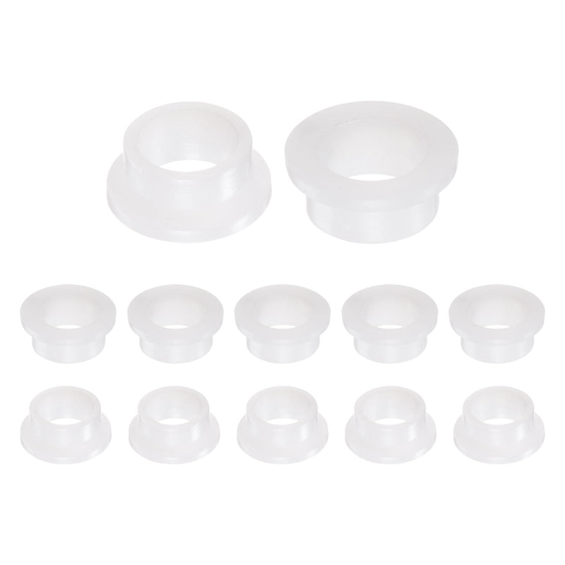 uxcell 12pcs Flanged Sleeve Bearings Plastic Bushings ID 10mm x OD 13mm x Length 6.5mm Nylon Bushings, White 12