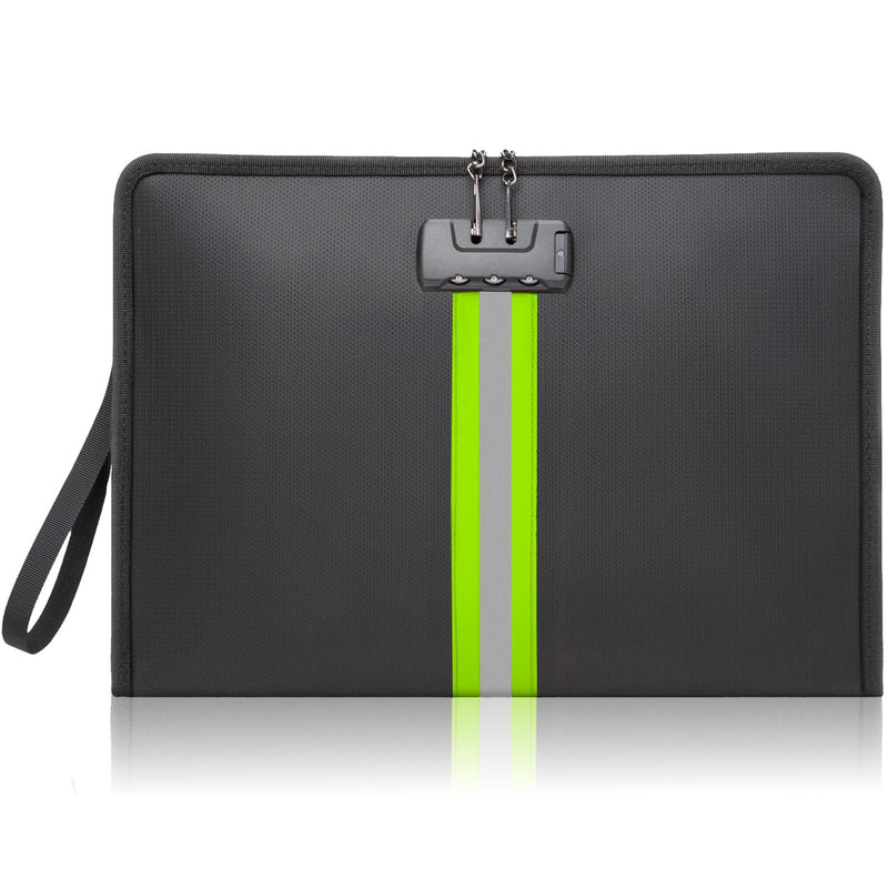 5200℉ Fireproof Waterproof Document Bag with Lock and Zipper,Safe Fireproof Waterproof Money Bag,Suitable for Cash, Mobile Phones, Keys, Credit Cards (Black, M) 13.3*0.98*9.2 inch Black